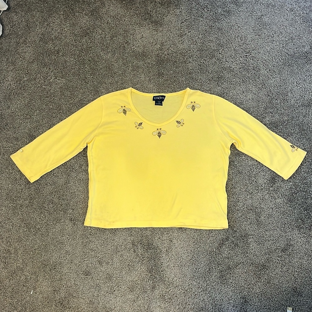 Sparkling Bee Yellow Women’s Cotton Shirt Size Medium